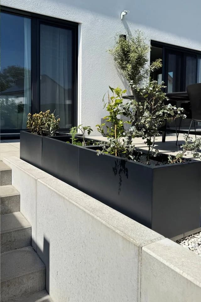 VIVANNO Pflanzkübel Fiberglas Anthrazit Matt - Bild 5