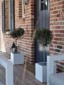 VIVANNO Pflanzkübel Fiberglas Block Würfel Weiß Matt Bild 1