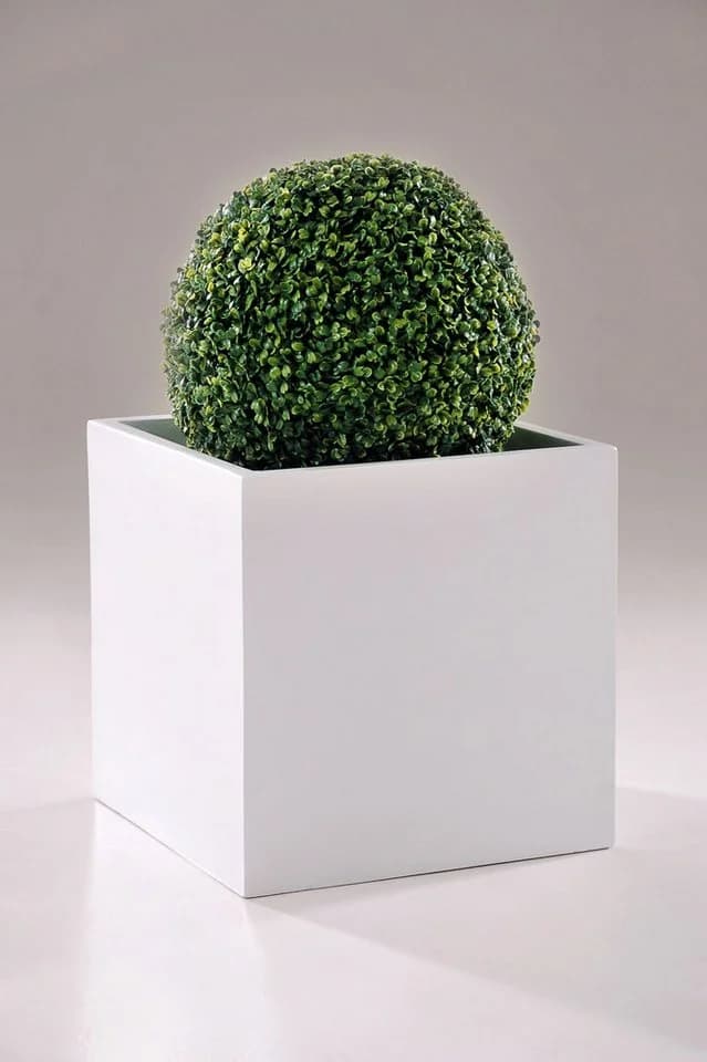 VIVANNO Pflanzkübel Fiberglas Block Würfel Weiß Matt - Bild 5