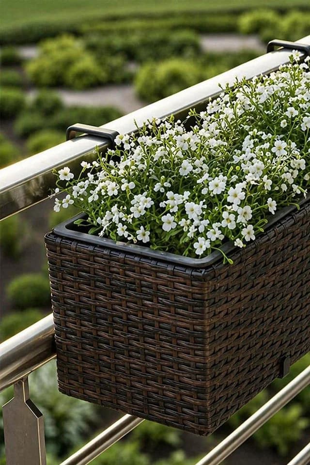 VIVANNO Balkonkasten Polyrattan Bicolor Braun - Bild 3