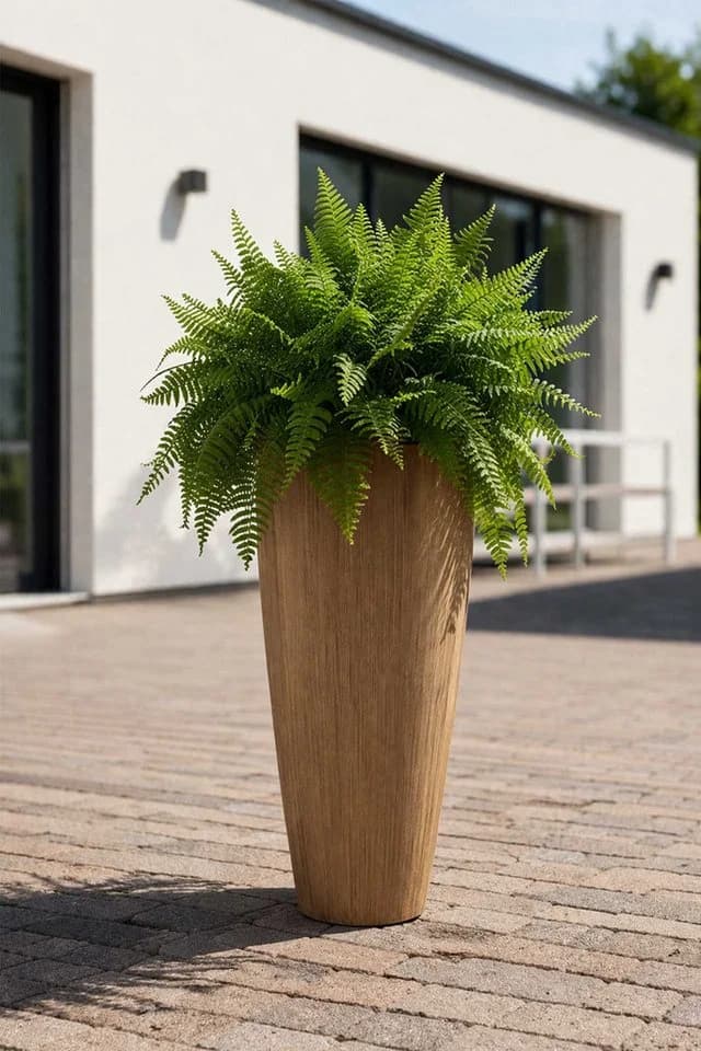 Exklusiver Pflanzkübel aus Fiberglas, Beige, 37x80cm - Bild 3
