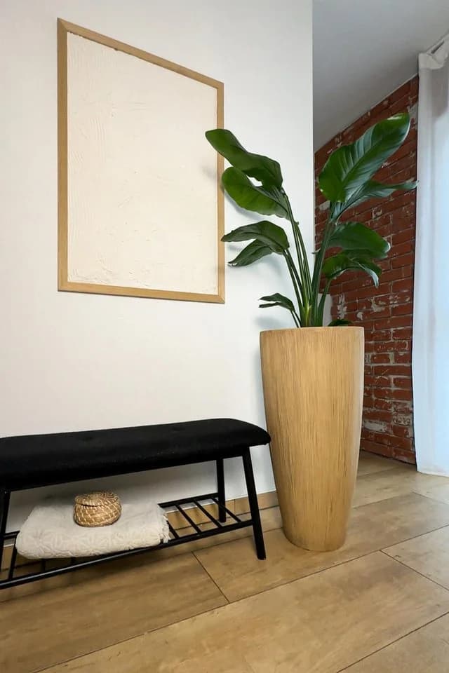 Exklusiver Pflanzkübel aus Fiberglas, Beige, 37x80cm - Bild 5