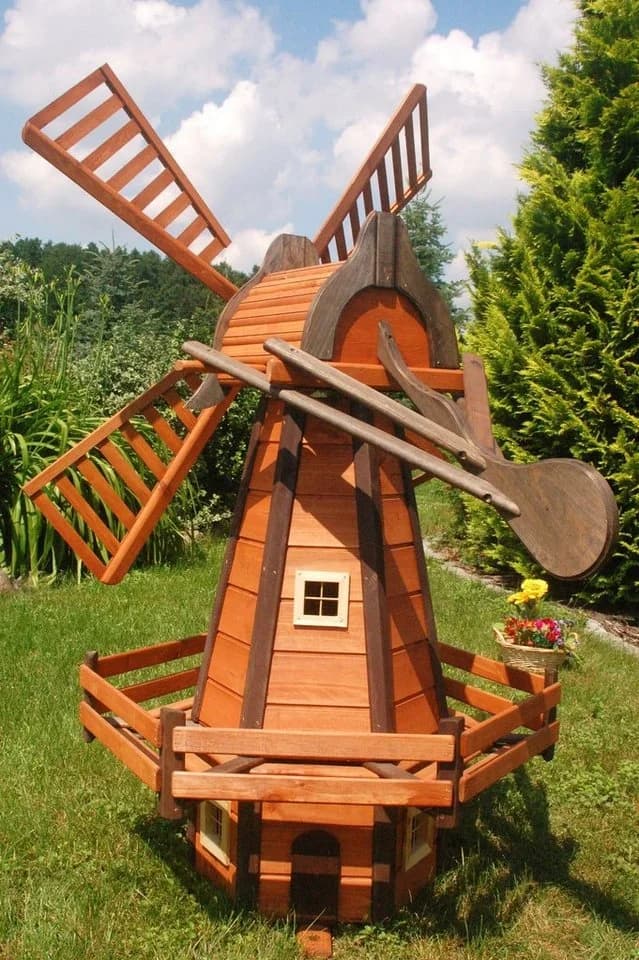 DSH DEKO SHOP HANNUSCH Garten-Windmühle aus Holz Weiß