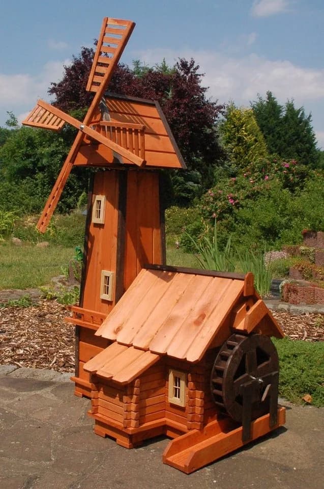 DSH DEKO SHOP HANNUSCH Gartenfigur Windmühle mit Wassermühle - Bild 2