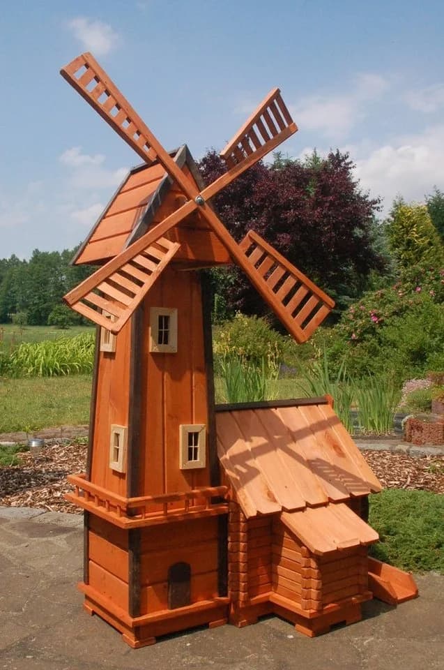 DSH DEKO SHOP HANNUSCH Gartenfigur Windmühle mit Wassermühle - Bild 3