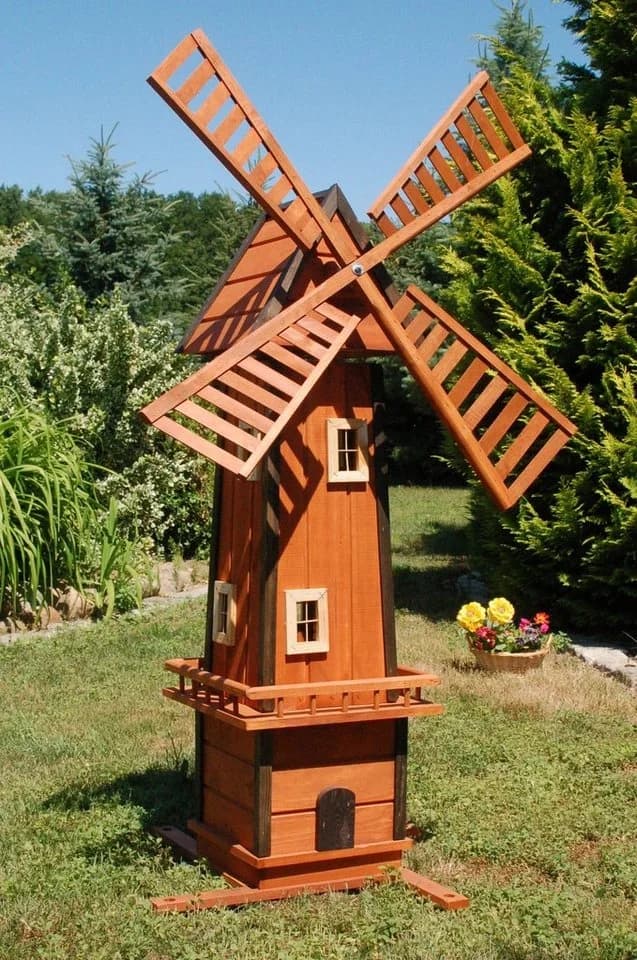 DSH DEKO SHOP HANNUSCH Gartenfigur XL Windmühle Weiß Holz Solar - Bild 2