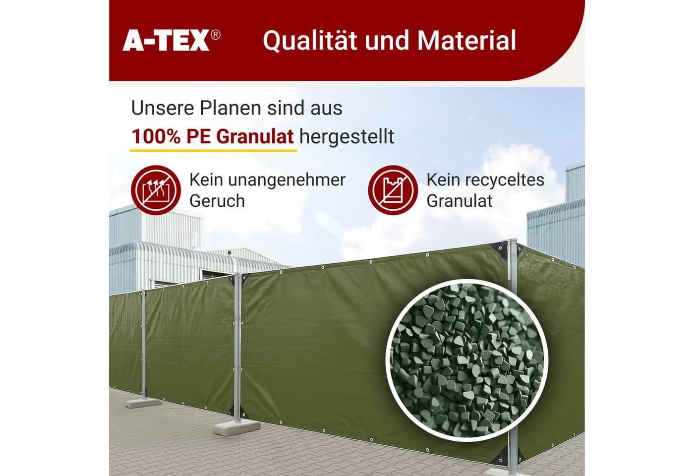 A-TEX Schutzplane Bauzaunplane 140 g/m² Schwarz Sichtschutz blickdicht