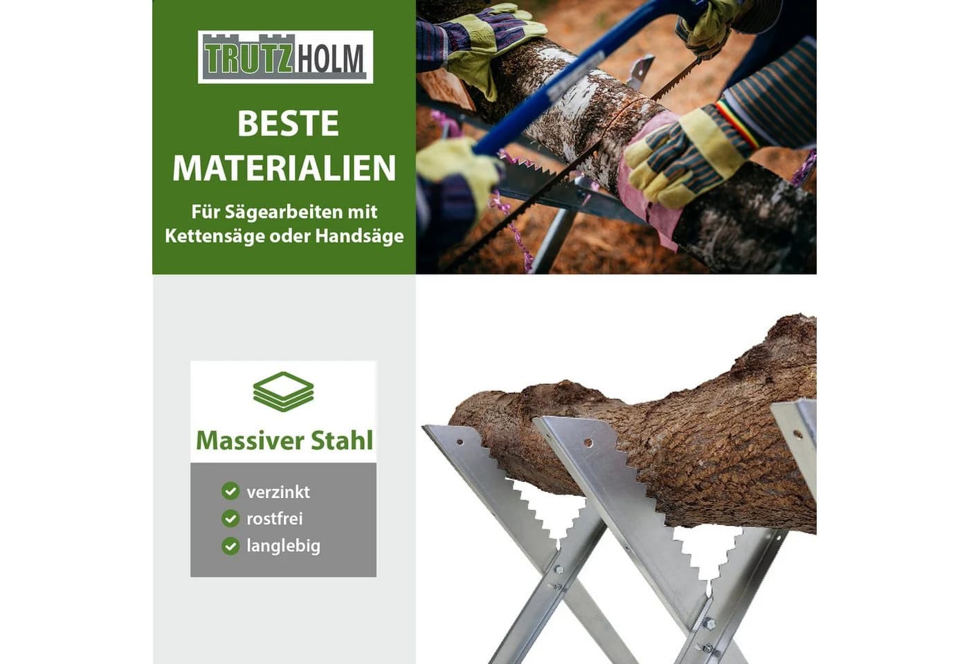 TRUTZHOLM Klappbarer Holzsägebock Verzinkt 150 kg Traglast