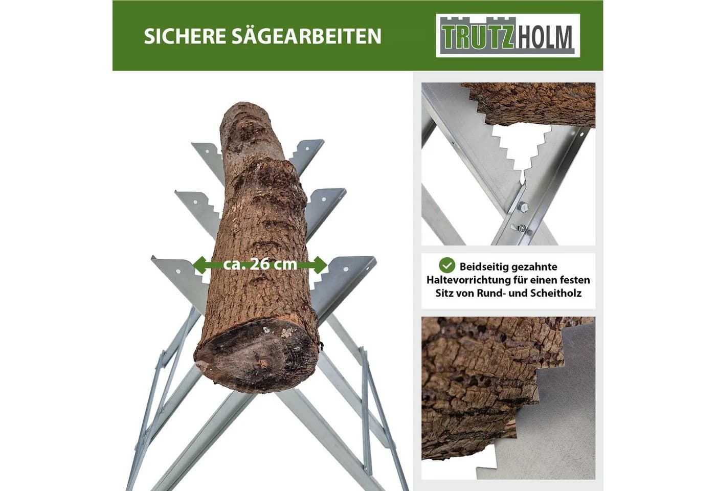 TRUTZHOLM Klappbarer Holzsägebock Verzinkt 150 kg Traglast - Bild 4