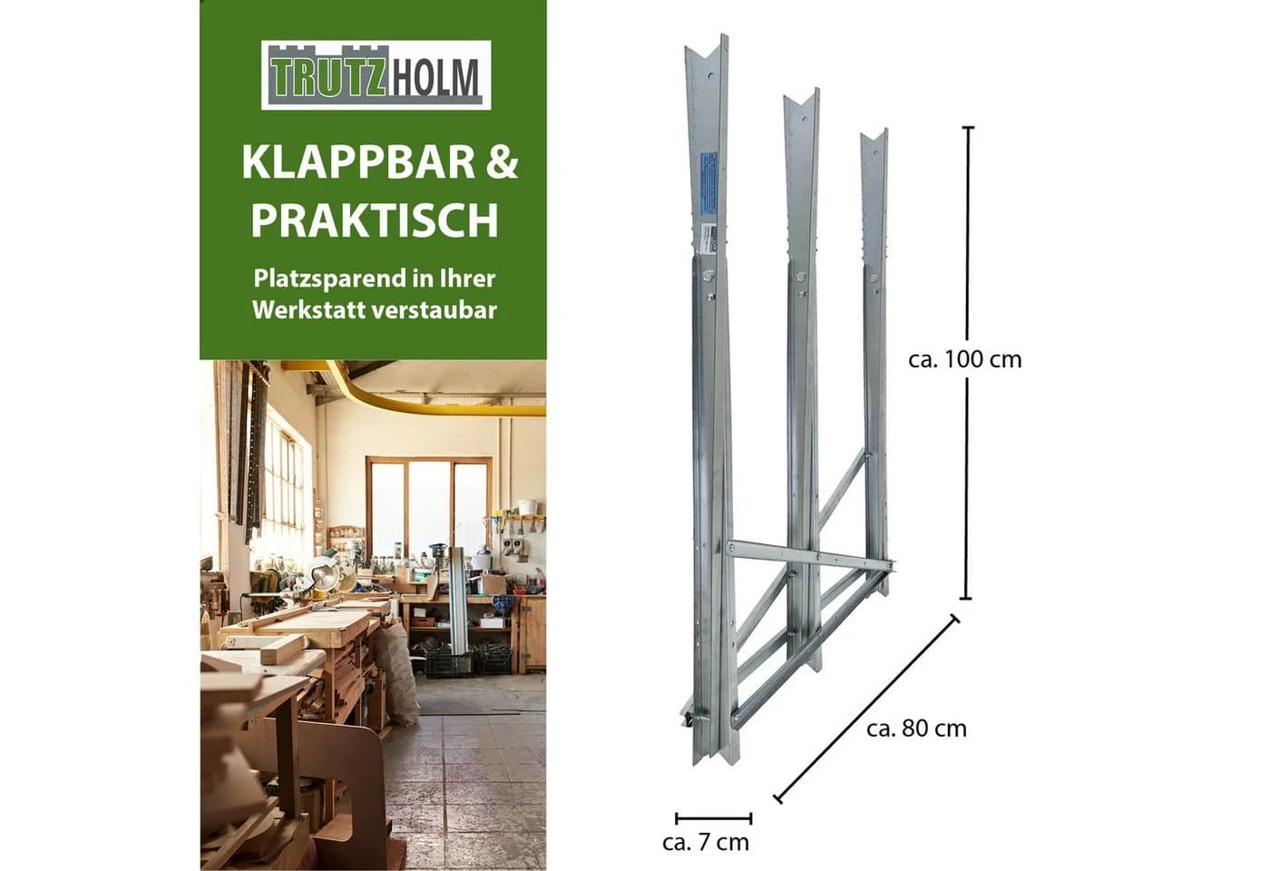 TRUTZHOLM Klappbarer Holzsägebock Verzinkt 150 kg Traglast - Bild 5
