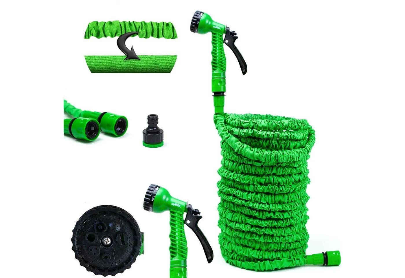 Grafner Flexibler Gartenschlauch Grün Dehnbar mit Multifunktionsbrause - Bild 2