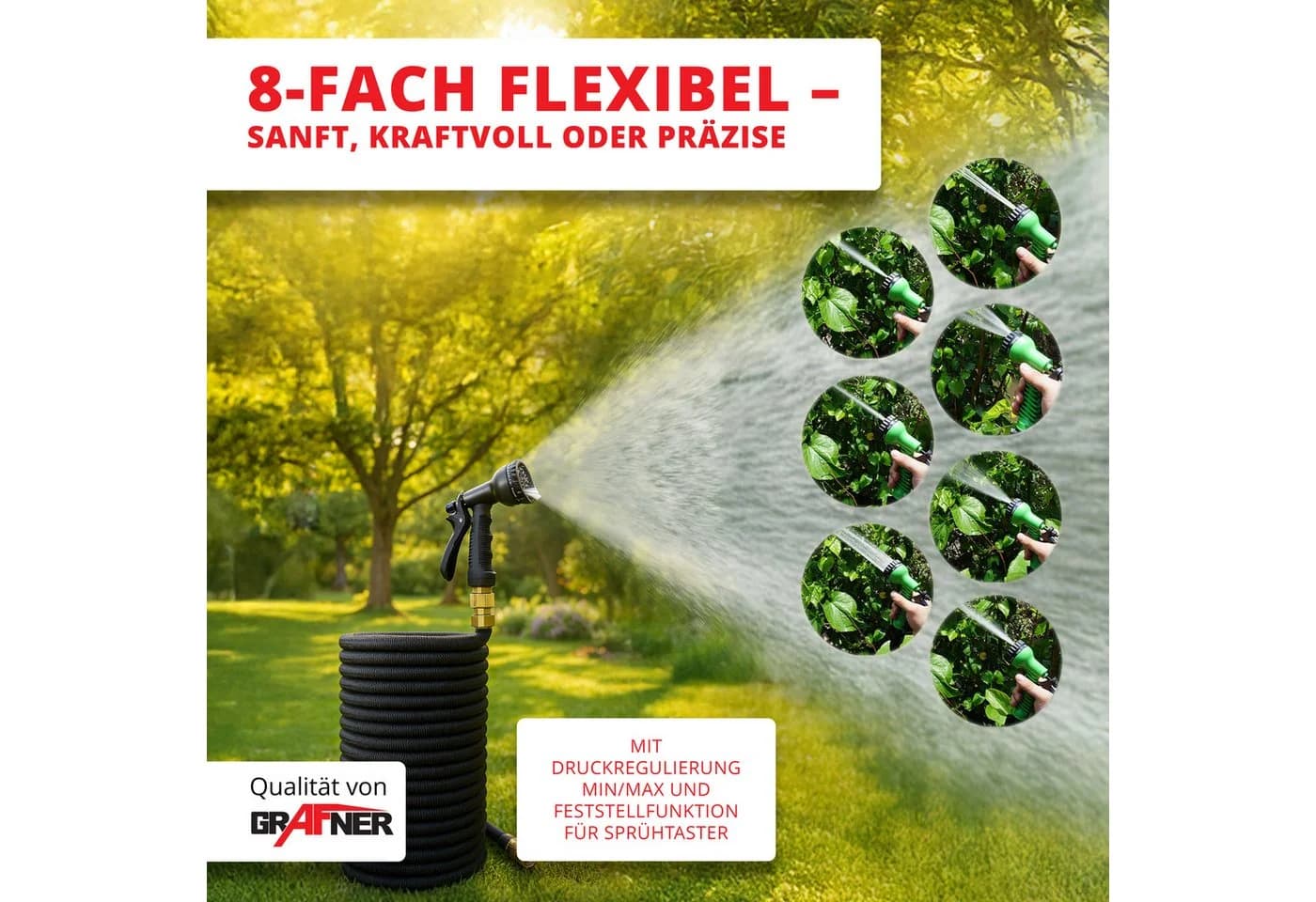 Grafner Premium dehnbarer Gartenschlauch mit Multifunktionsbrause - Bild 4