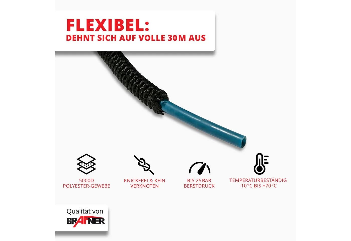 Grafner Premium dehnbarer Gartenschlauch mit Multifunktionsbrause - Bild 5