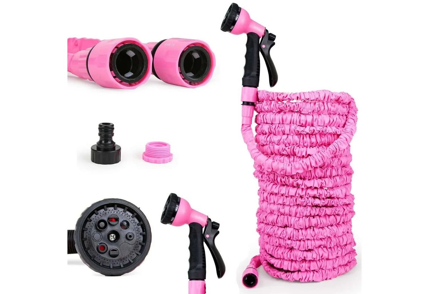 Grafner Flexibler Gartenschlauch 30m Pink mit Multifunktionsbrause - Bild 2