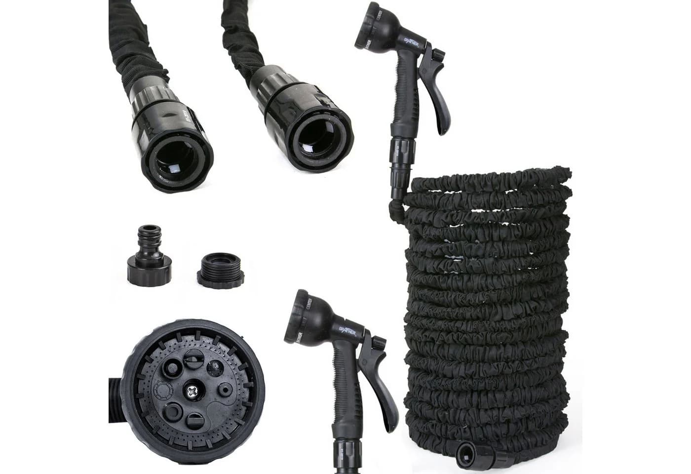 Grafner Flexibler Gartenschlauch 30m Schwarz mit Multifunktionsbrause - Bild 2