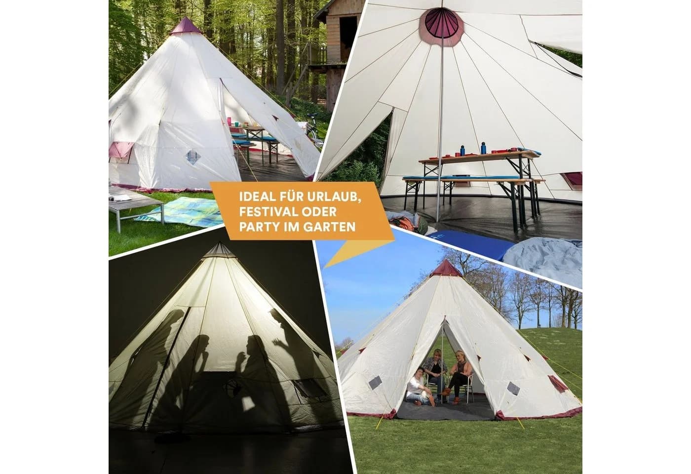 Skandika Tipi-Zelt Kota 550 Beige 12 Personen