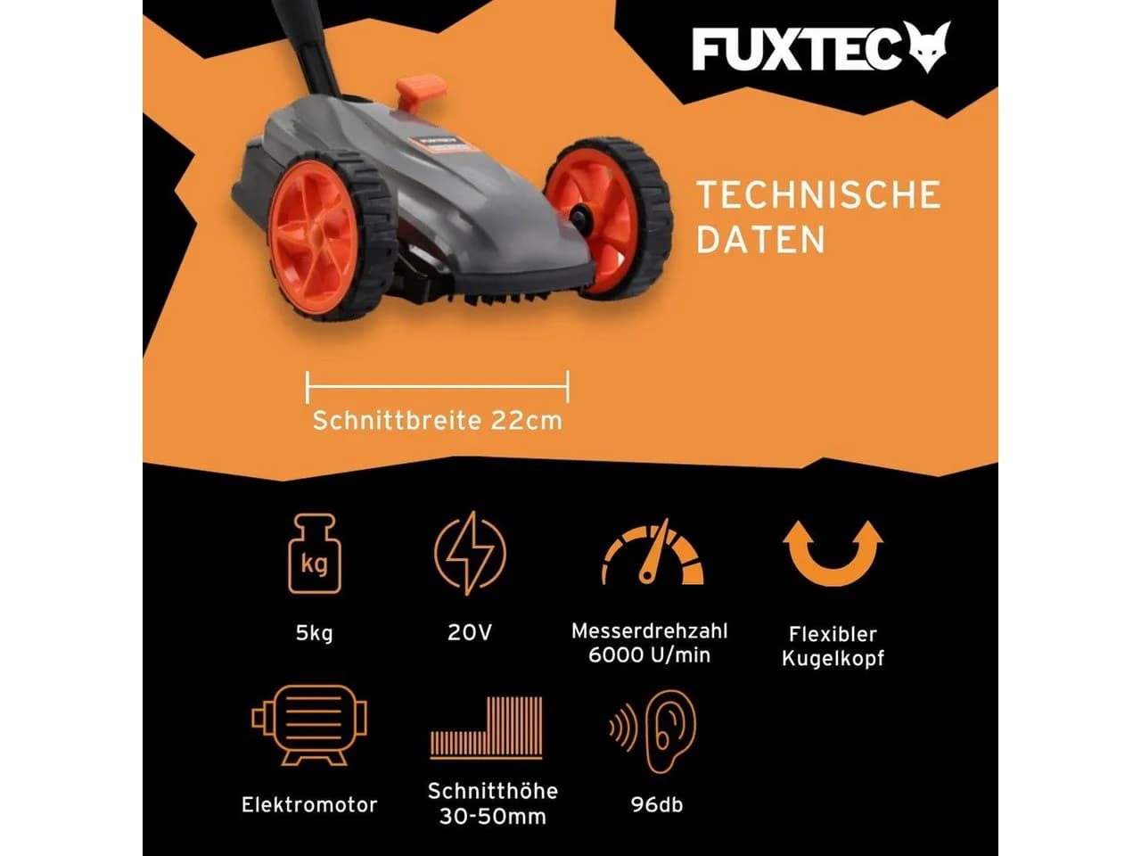 FUXTEC FX-E1RMEH20 Akku Einhandrasenmäher 22cm Kompakt - Bild 3