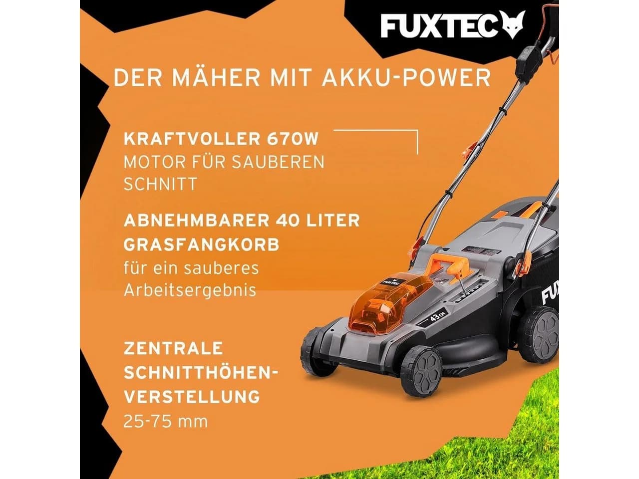 FUXTEC Akkurasenmäher FX-E2RM43PROSET 43 cm Schnittbreite 40V - Bild 4