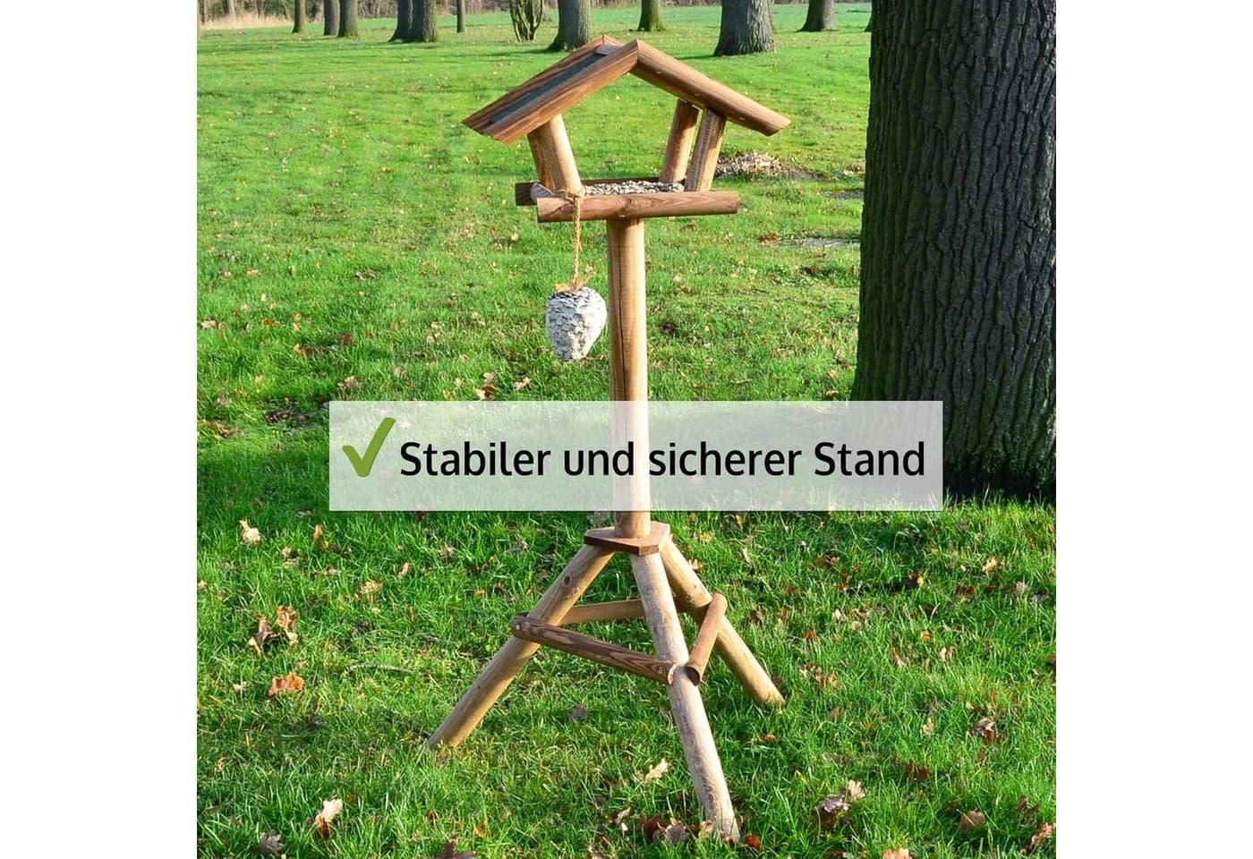 Zooprinz Vogelhaus XXL mit Ständer Wetterfest Massivholz - Bild 3