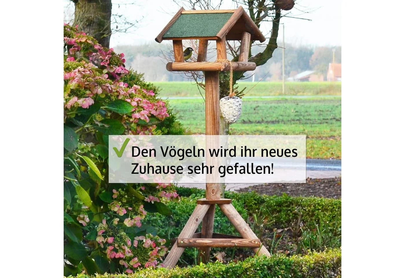 Zooprinz Vogelhaus XXL mit Ständer Wetterfest Massivholz - Bild 5