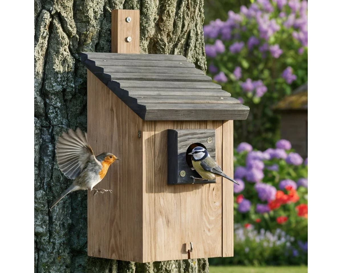 Zooprinz Nistkasten Vogelhaus Braun Vollholz Pultdach - Bild 2