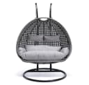 HOME DELUXE Hängesessel TWIN Polyrattan Grau/Schwarz mit Gestell Bild 2