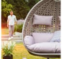 HOME DELUXE Hängesessel TWIN Polyrattan Grau/Schwarz mit Gestell Bild 3
