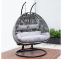 HOME DELUXE Hängesessel TWIN Polyrattan Grau/Schwarz mit Gestell Bild 4