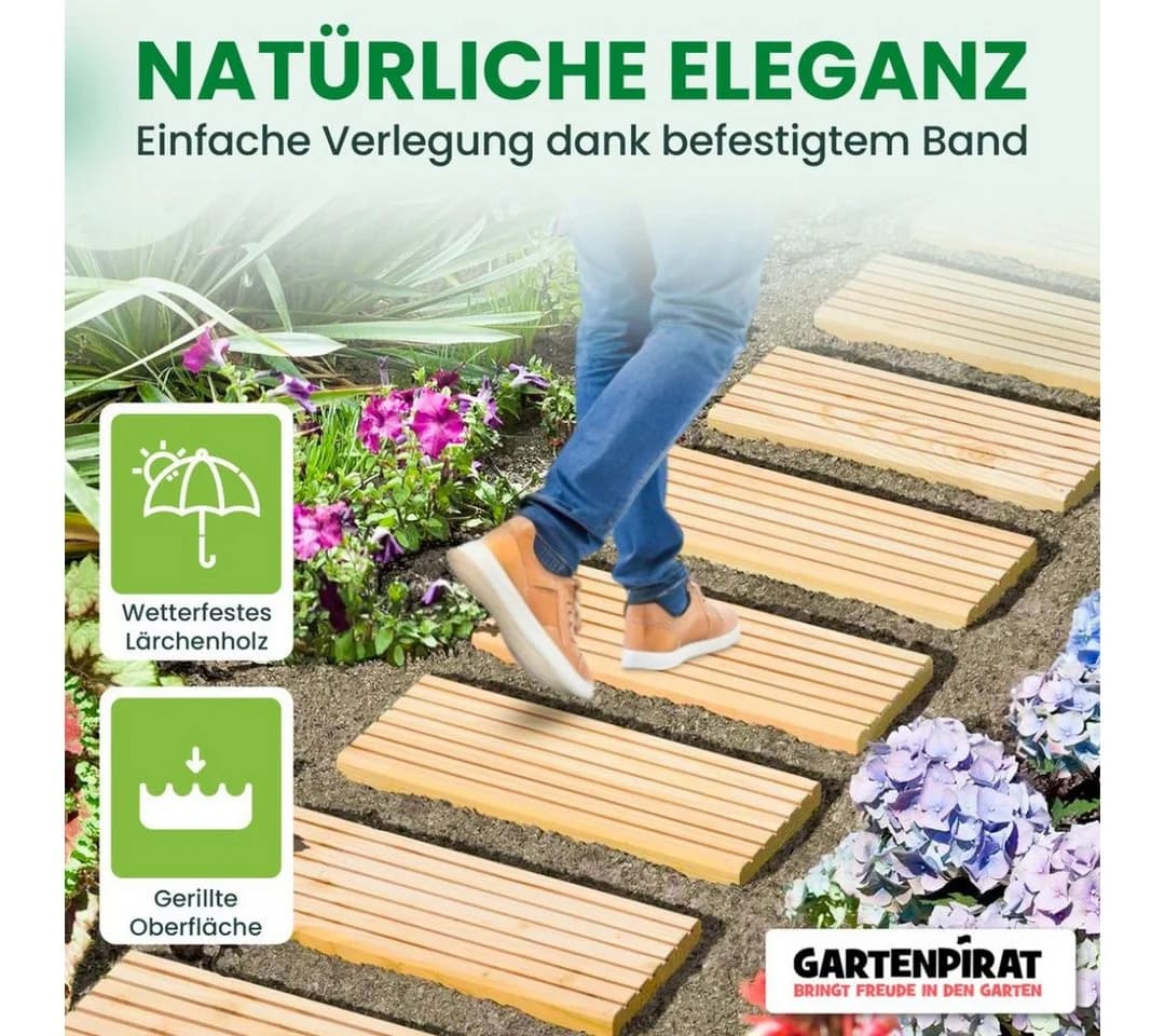 Gartenpirat Holzfliesen Lärche Rollweg 2,5m