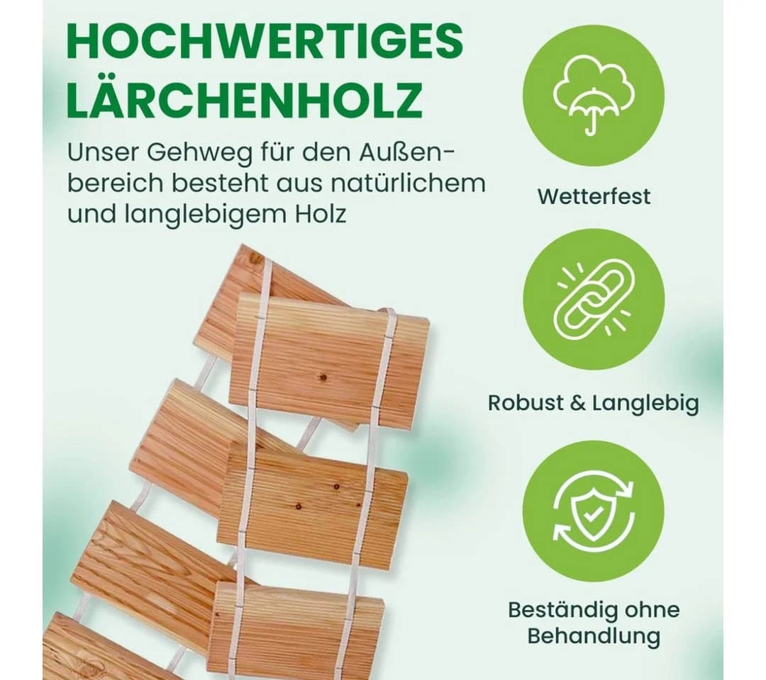 Gartenpirat Holzfliesen Lärche Rollweg 2,5m - Bild 5