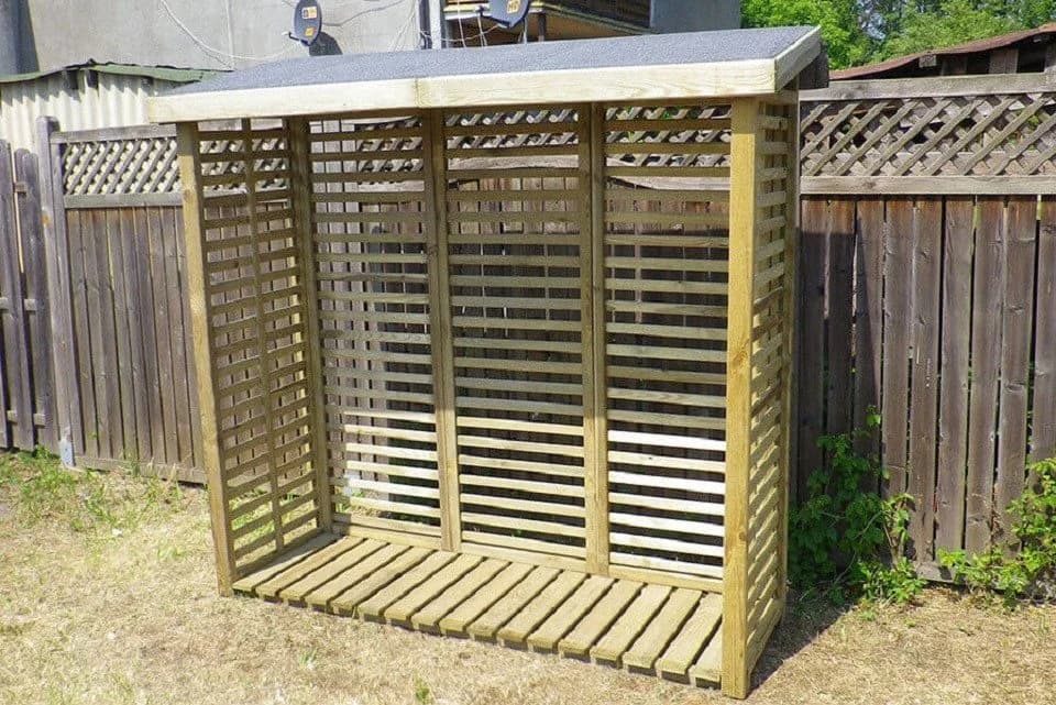 Gartenpirat Kaminholzregal mit Rückwand KDI grün Brennholzlager