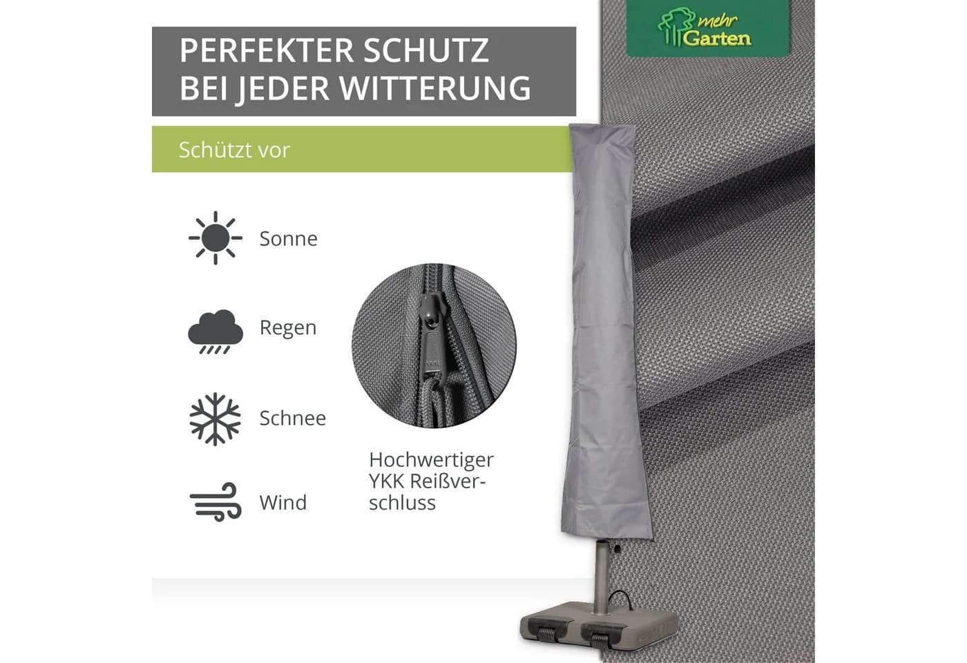 mehr Garten Sonnenschirm-Schutzhülle Premium Grau - Bild 4