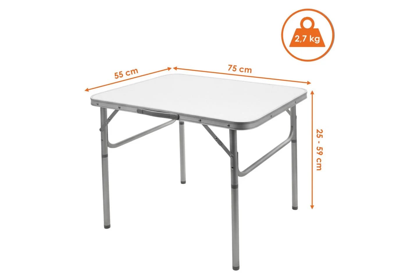 Spetebo Klapptisch Universal Campingtisch Grau Silber Höhenverstellbar