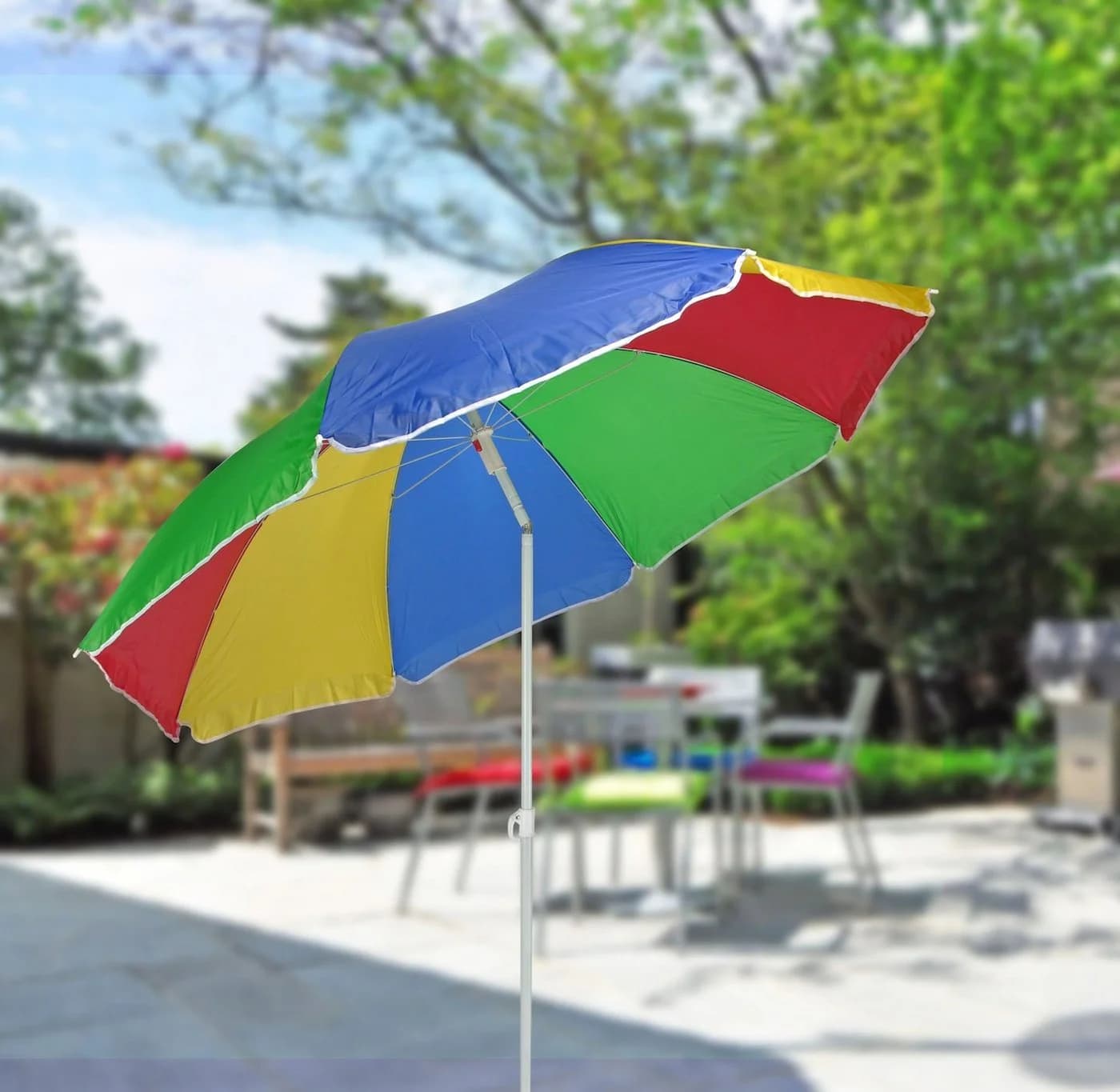 Spetebo Strandschirm Bunt mit Knickgelenk & Tragetasche