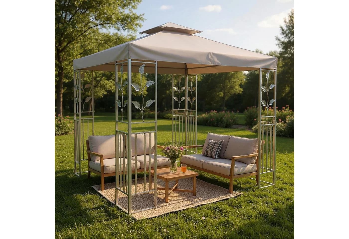 Spetebo Pavillon-Ersatzdach mit Kaminabzug Beige - Bild 5