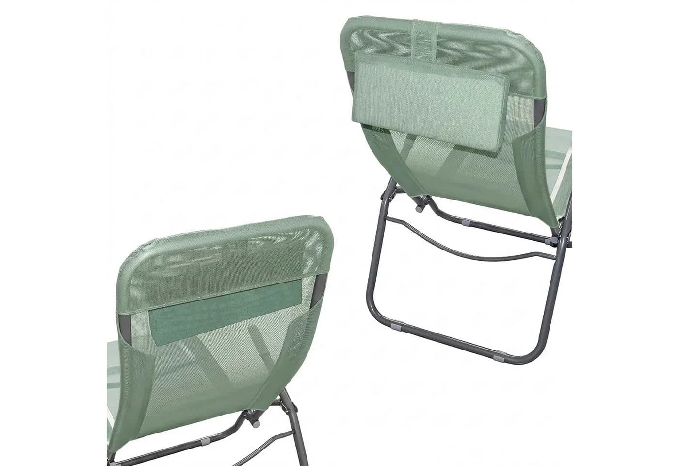 Spetebo Gartenliege Grün Klappbar mit Kopfkissen - Bild 3