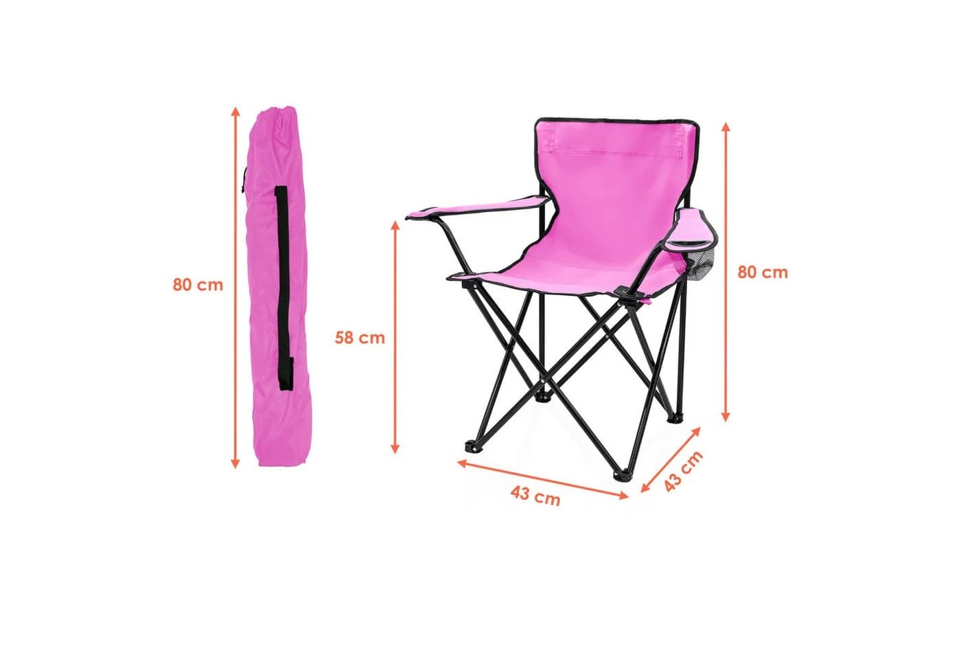 Spetebo Campingstuhl mit Getränkehalter und Tragetasche - Pink