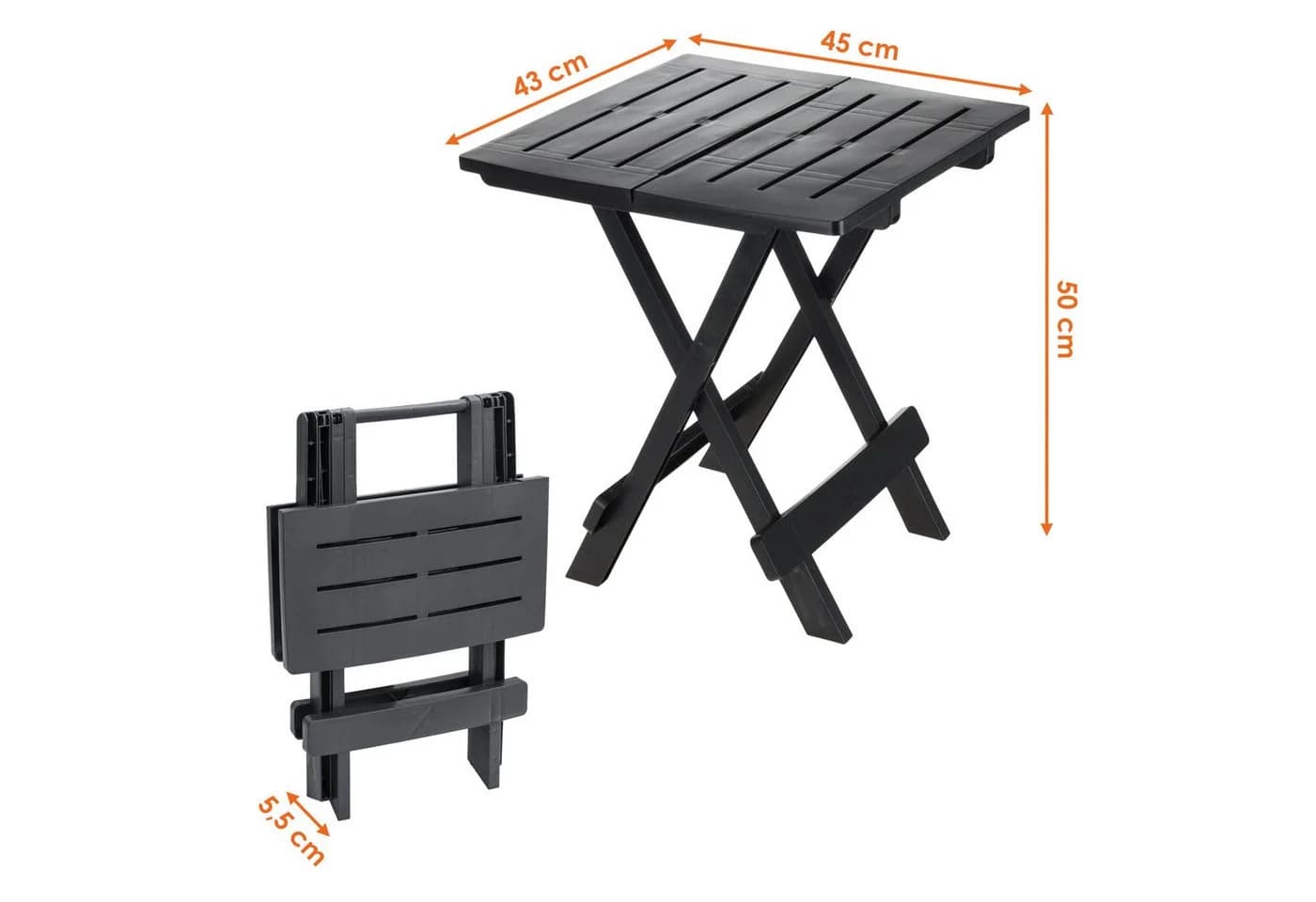 Spetebo Gartentisch Klapptisch ADIGE Anthrazit Kunststoff