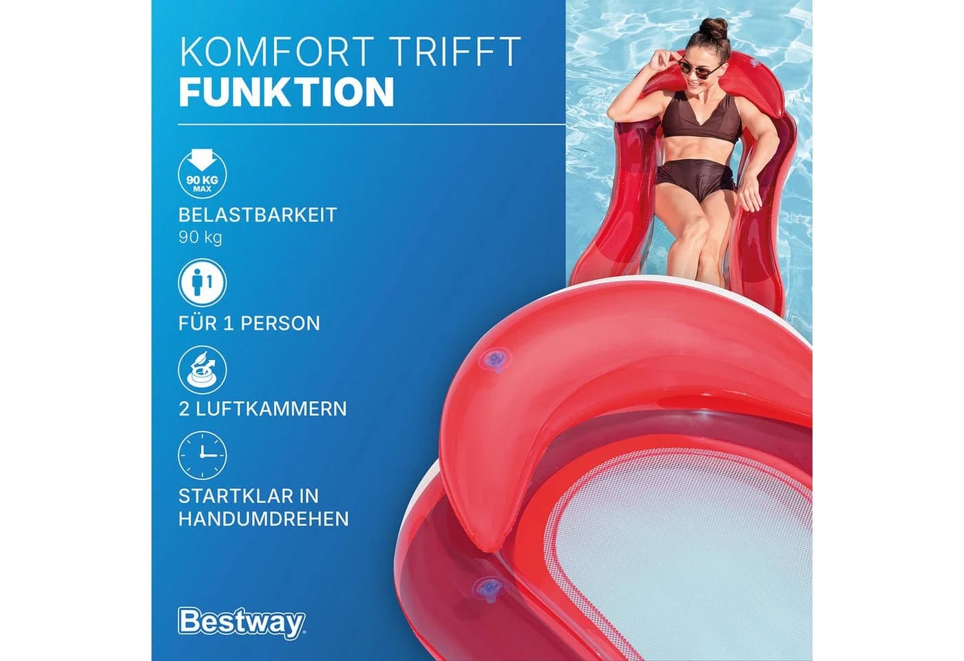 Bestway Badeinsel Hydroluxe™ Luftmatratze Rot - Bild 4
