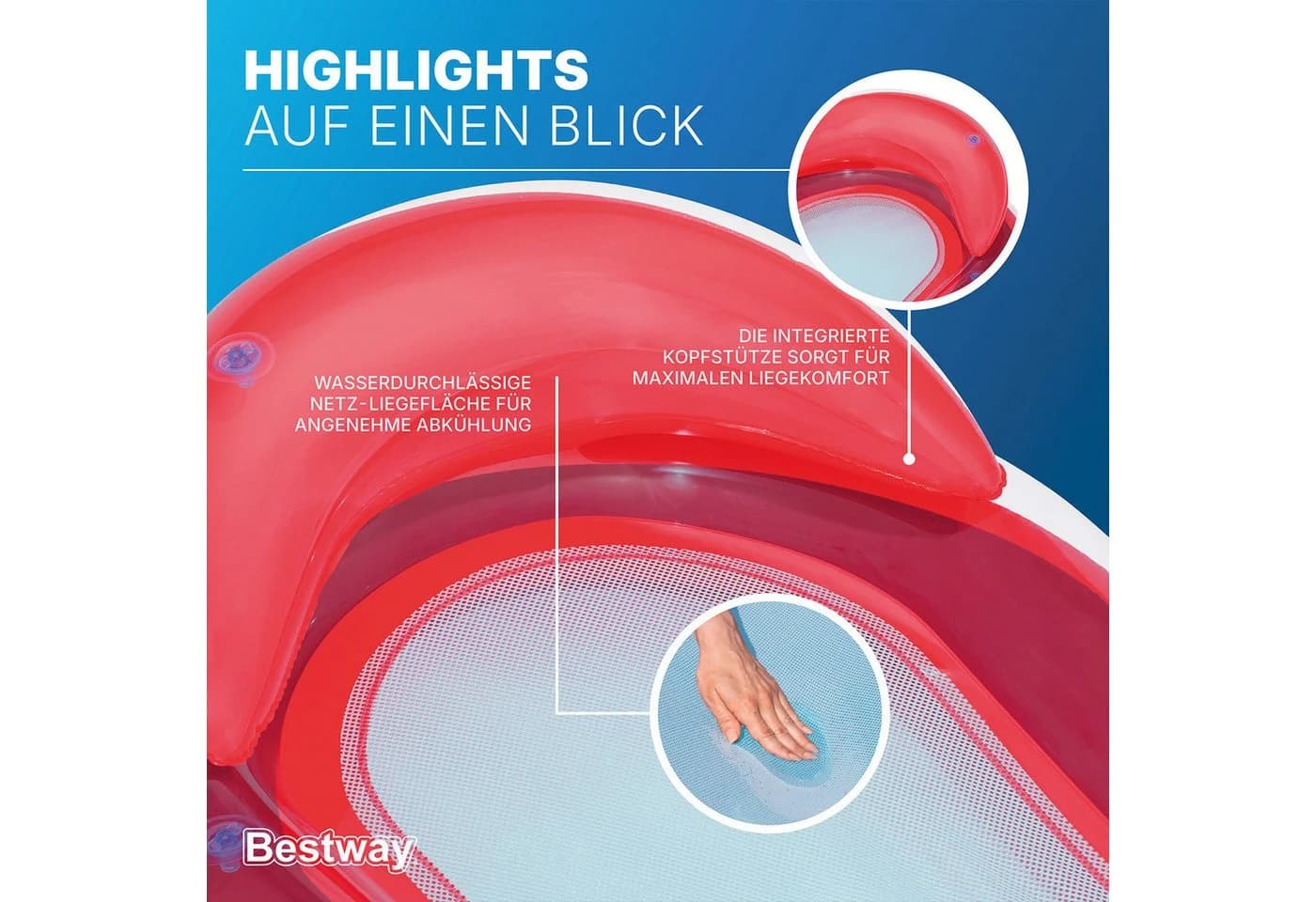Bestway Badeinsel Hydroluxe™ Luftmatratze Rot - Bild 5
