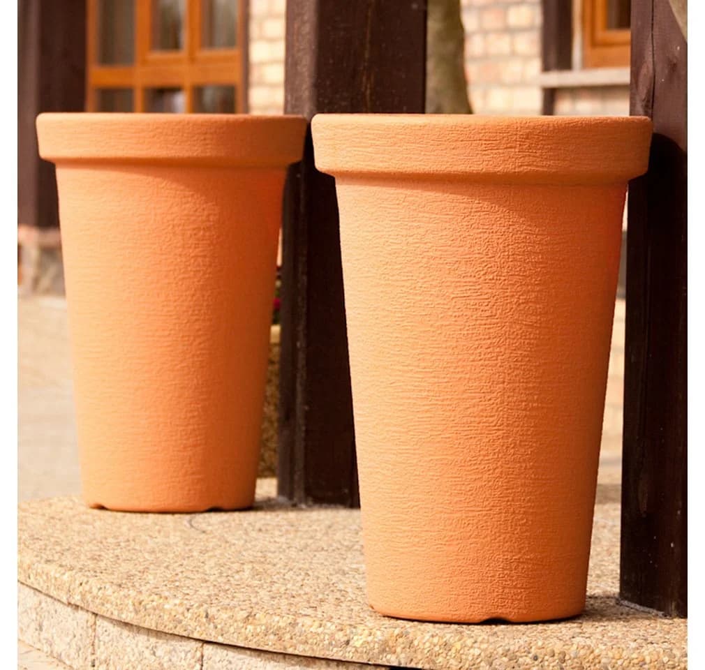 KAGM Pflanzkübel XXL 2er Set Terracotta Kunststoff mit Pflanzeinsatz - Bild 2