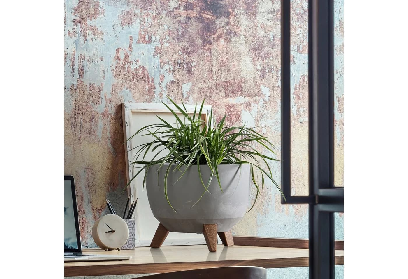 KAGM Pflanzschale Betonoptik Grau mit Füßen - Bild 4