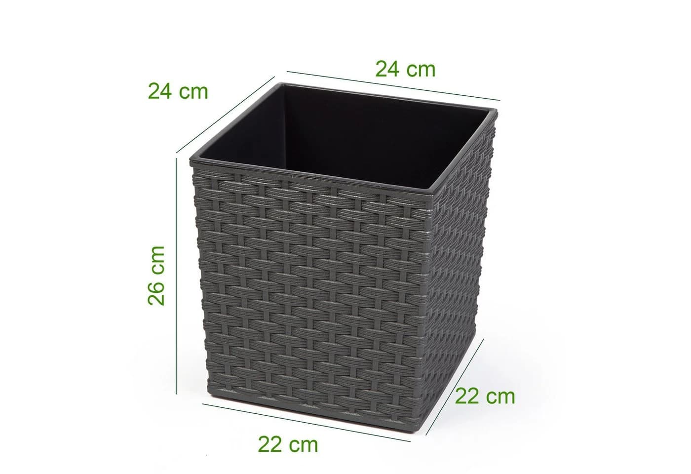 KAGM Pflanzkübel Blumenkübel square in Rattanoptik Anthrazit