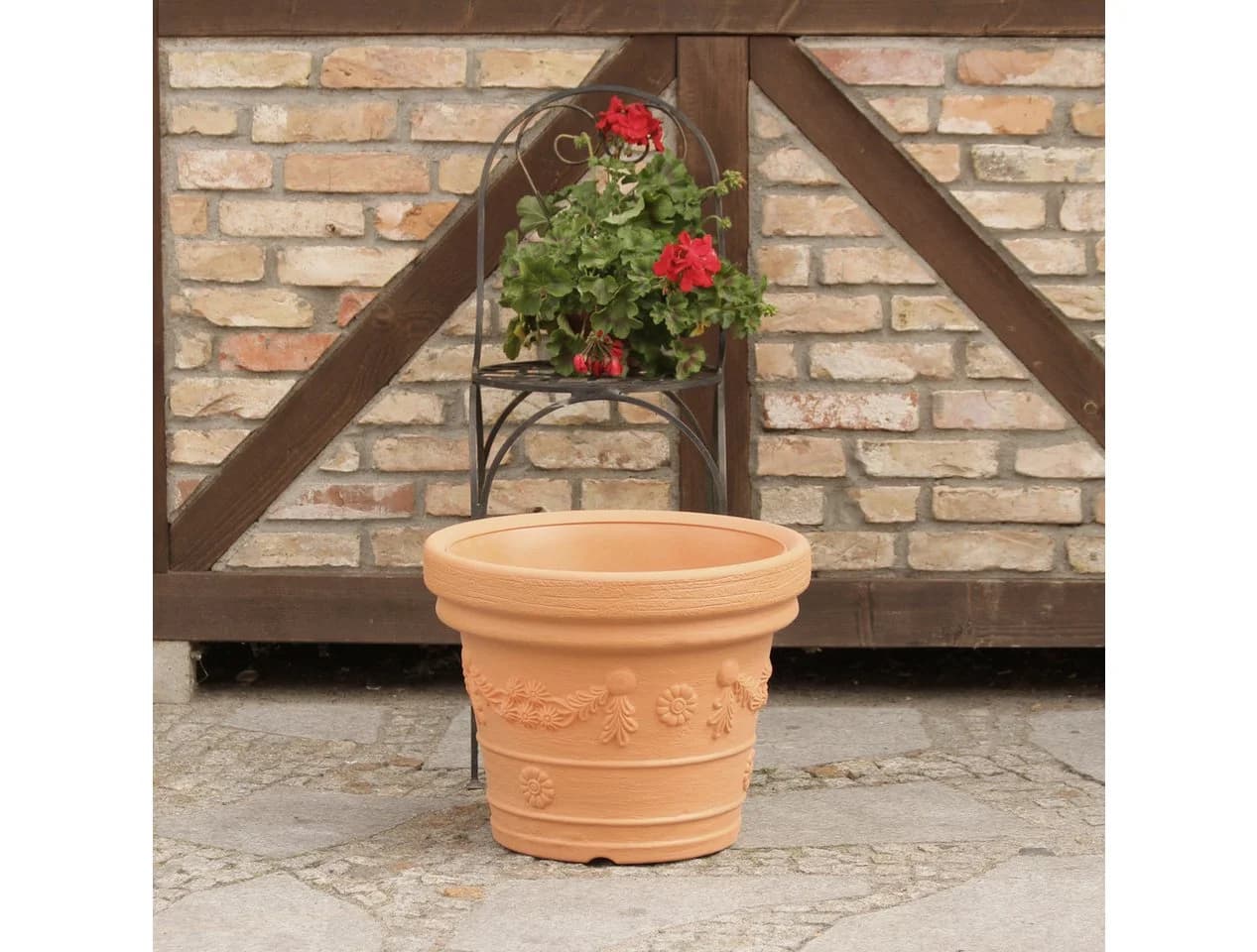 KAGM Pflanzkübel Blumenkübel Terracotta Kunststoff klassisches Dekor