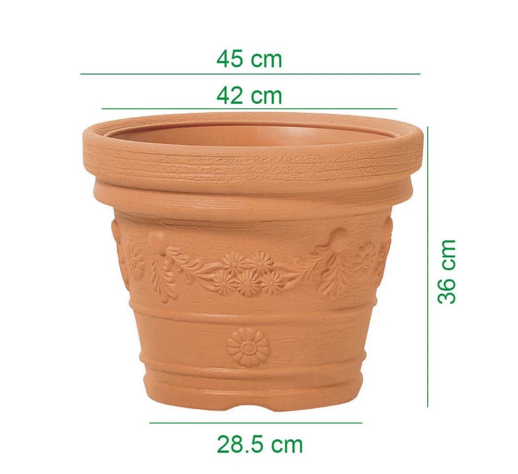 KAGM Pflanzkübel Blumenkübel Terracotta Kunststoff klassisches Dekor - Bild 3