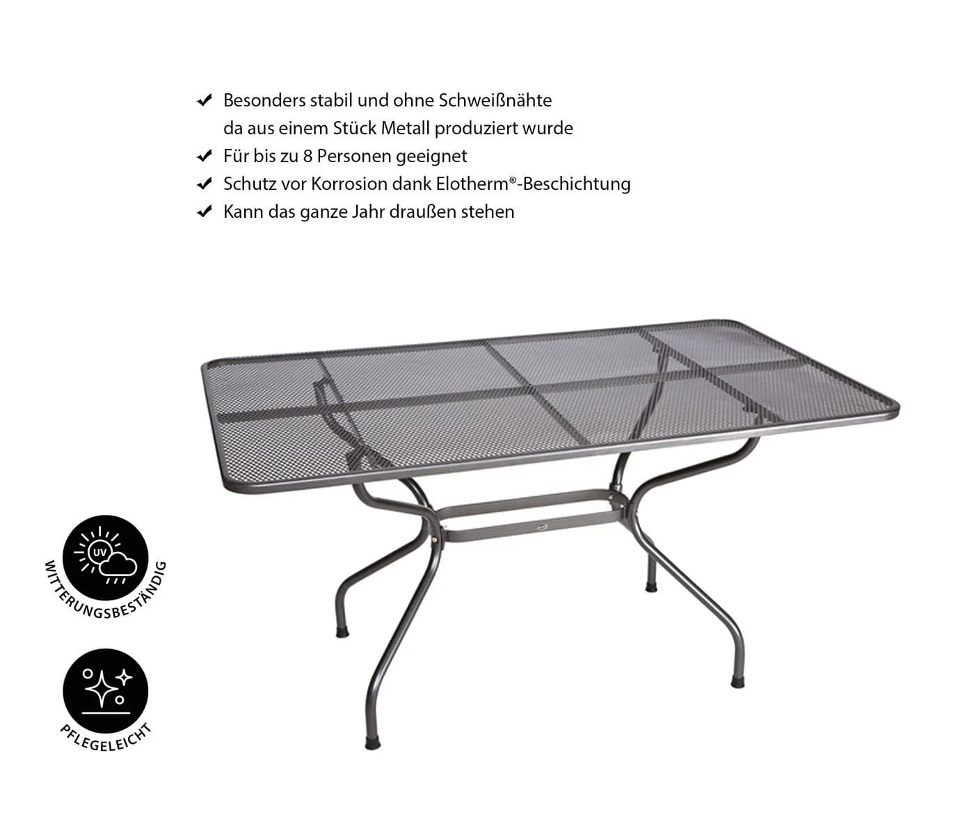 Royal Garden Gartentisch Streckmetall 145 x 90 cm