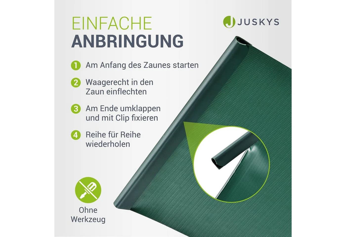 Juskys PVC Sichtschutzstreifen Grün für Doppelstabmatten Zaun - Bild 3