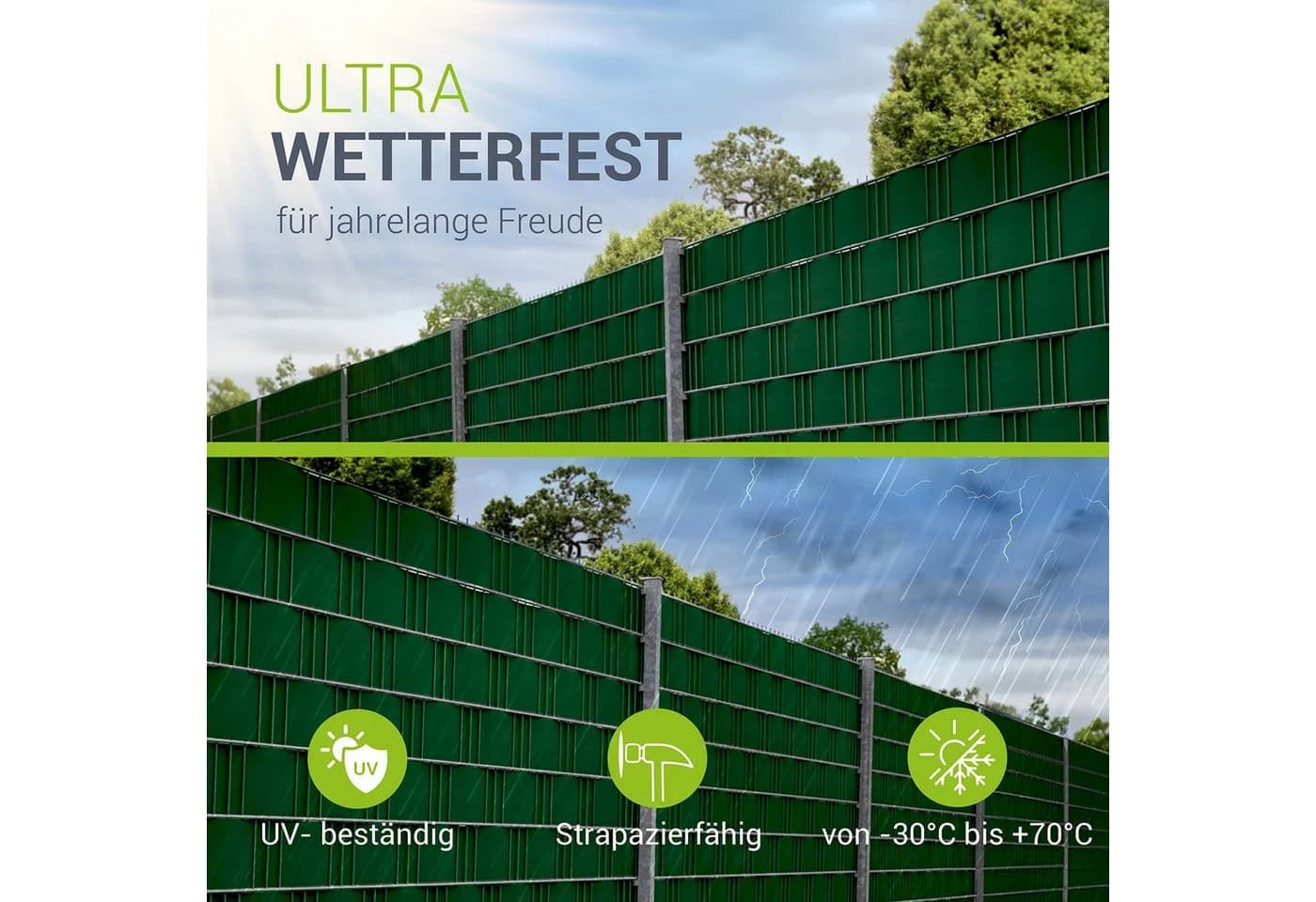 Juskys PVC Sichtschutzstreifen Grün für Doppelstabmatten Zaun - Bild 5