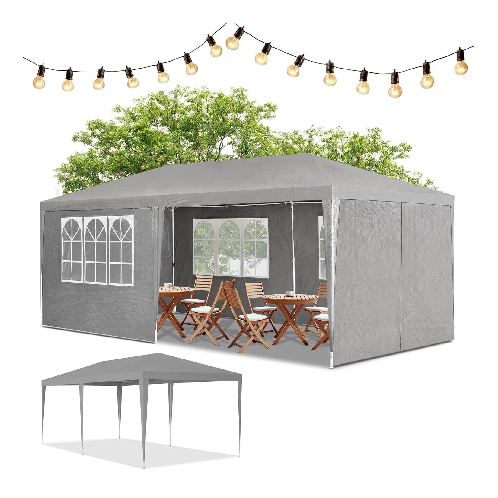Juskys Partyzelt 3x6m Anthrazit mit 6 Seitenteilen