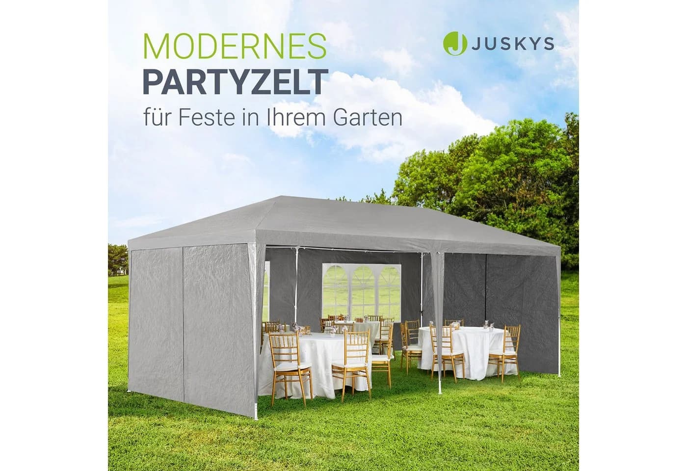 Juskys Partyzelt 3x6m Anthrazit mit 6 Seitenteilen - Bild 2